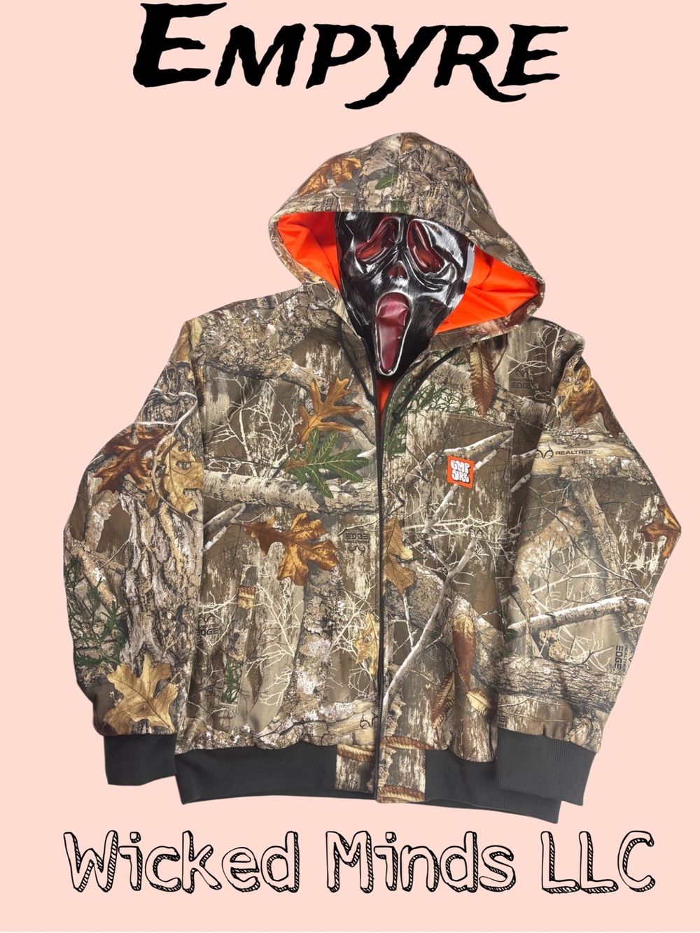 Empyre Realtree Camo Hooded Jacket XL Orange Quilted Lined Zip Up